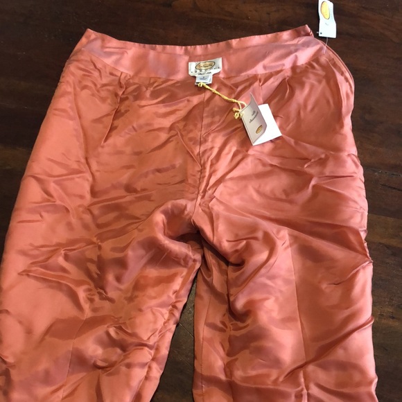 NWT Shantung Silk sz 8 peach Talbots Petites straight leg lined slacks - Picture 13 of 15
